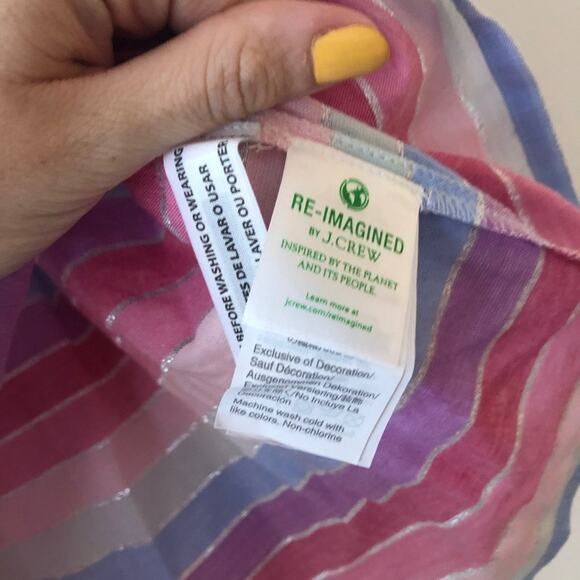 J. Crew Peasant Top in Metallic Pastel Stripe - Picture 7 of 8